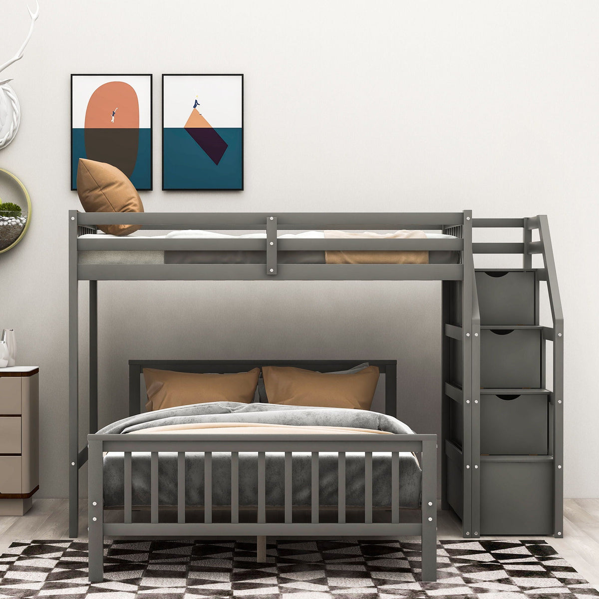 Loft Bed With Staircase And Storage