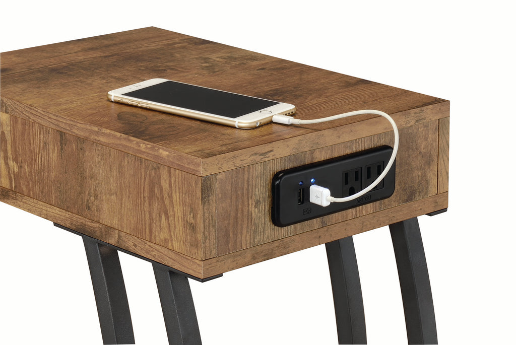 Coaster Home Furnishings Troy Accent Table with Power Outlet Antique Nutmeg