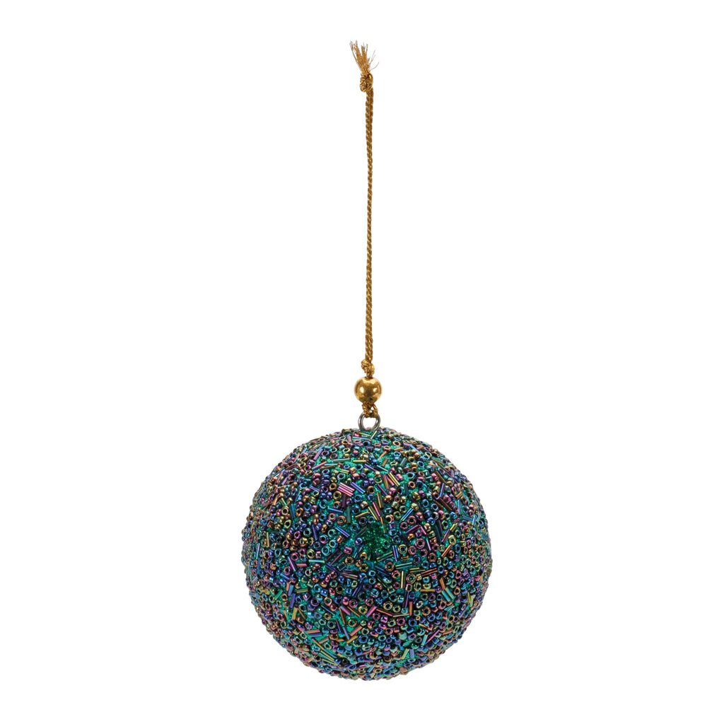 Melrose Glass Beads And Plastic Christmas Hanging Ball Ornament, 3”D, Holiday Season Decoration