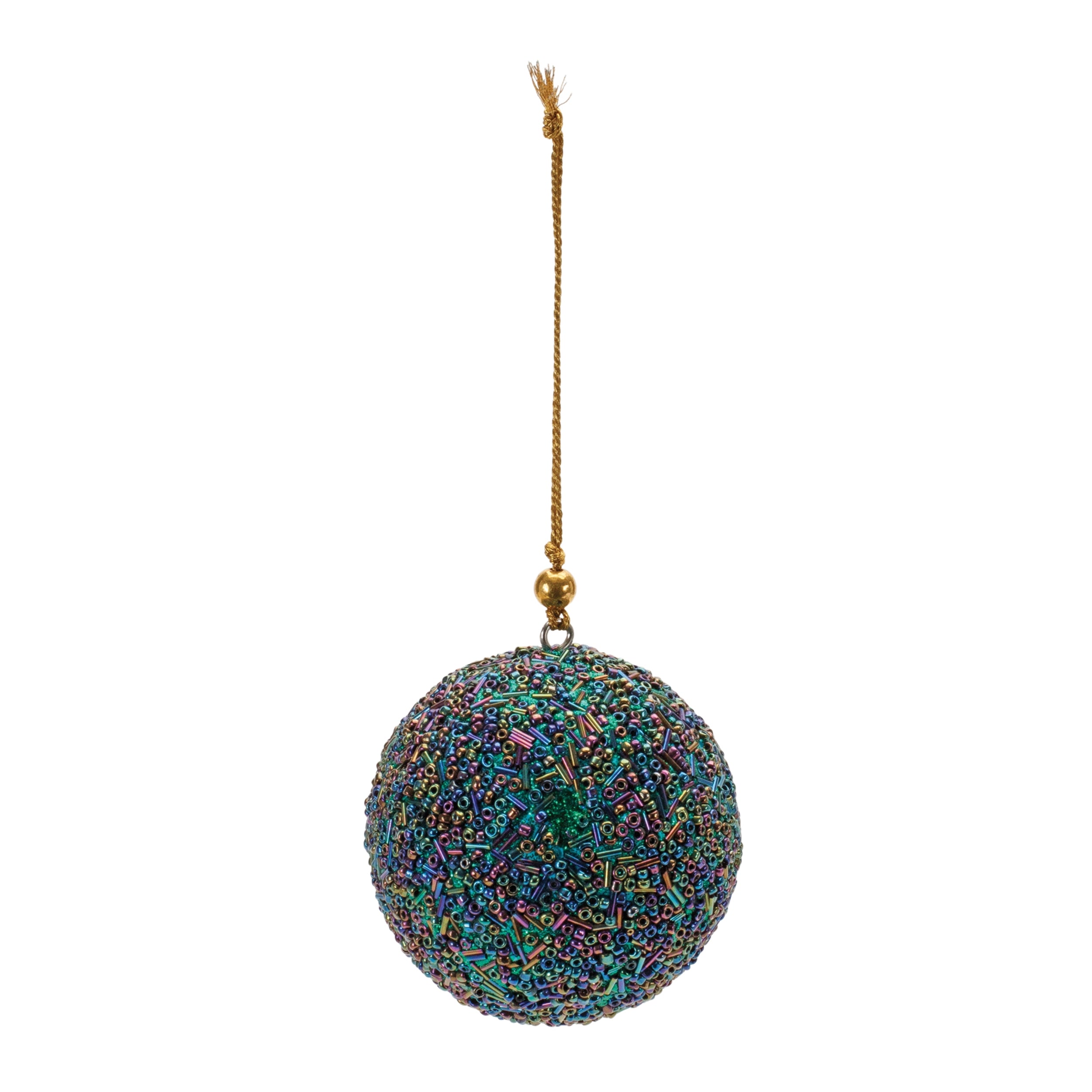 Melrose Glass Beads And Plastic Christmas Hanging Ball Ornament, 3”D, Holiday Season Decoration