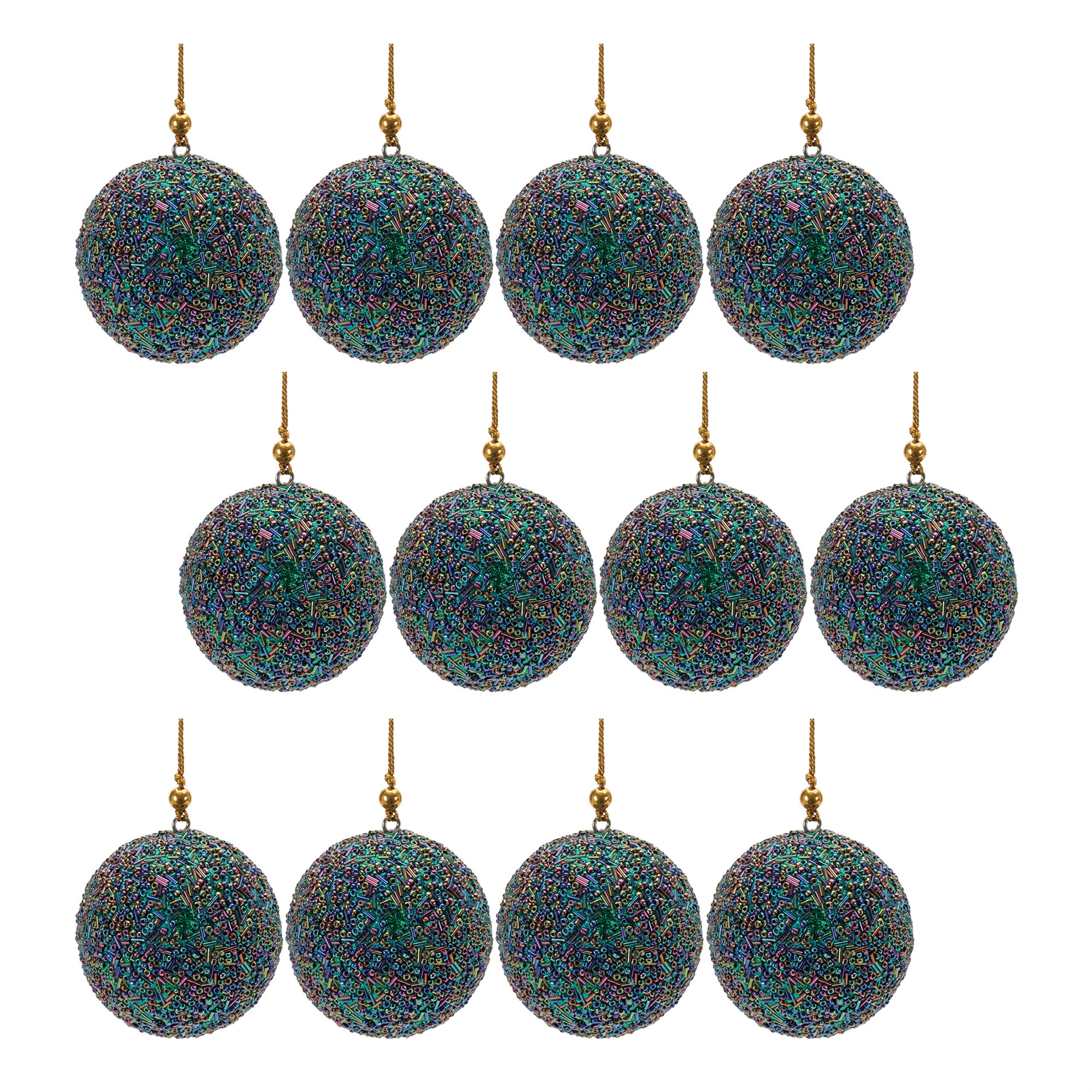 Melrose Glass Beads And Plastic Christmas Hanging Ball Ornament, 3”D, Holiday Season Decoration