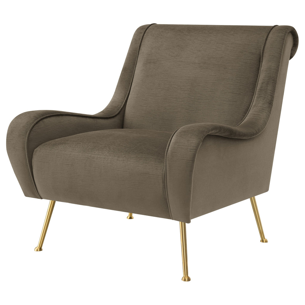 Coaster Home Furnishings Ricci Upholstered Saddle Arms Accent Chair Truffle And Gold