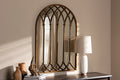 Baxton Studio Freja Vintage Farmhouse Antique Bronze Finished Arched Window Accent Wall Mirror