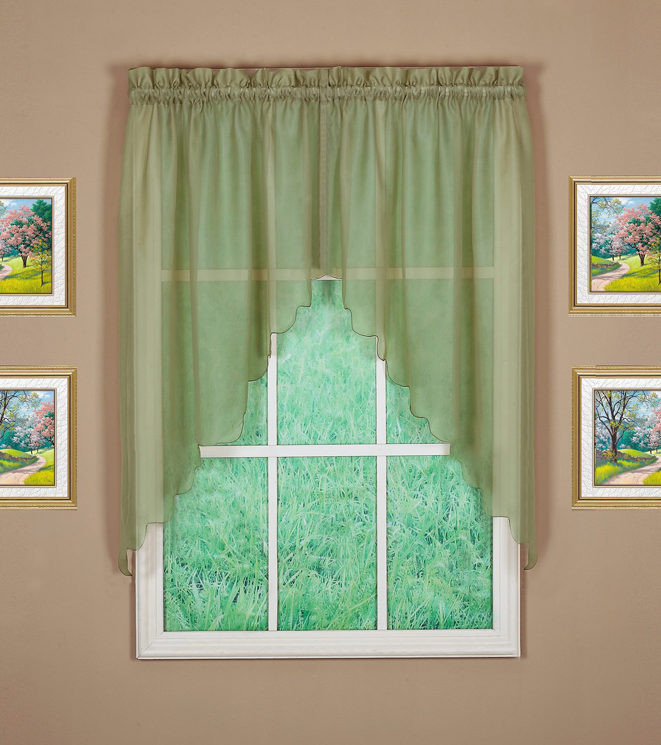 Today'S Curtain Emelia Original Voile Swag Pair 38', Dusty Leaf, 60' W X 38' L