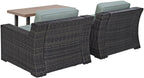 Crosley Furniture Beaufort Beaufort 3-Piece Outdoor Chair and Coffee Table Set, Wicker Patio Conversation Sets, Brown with Mist Cushions