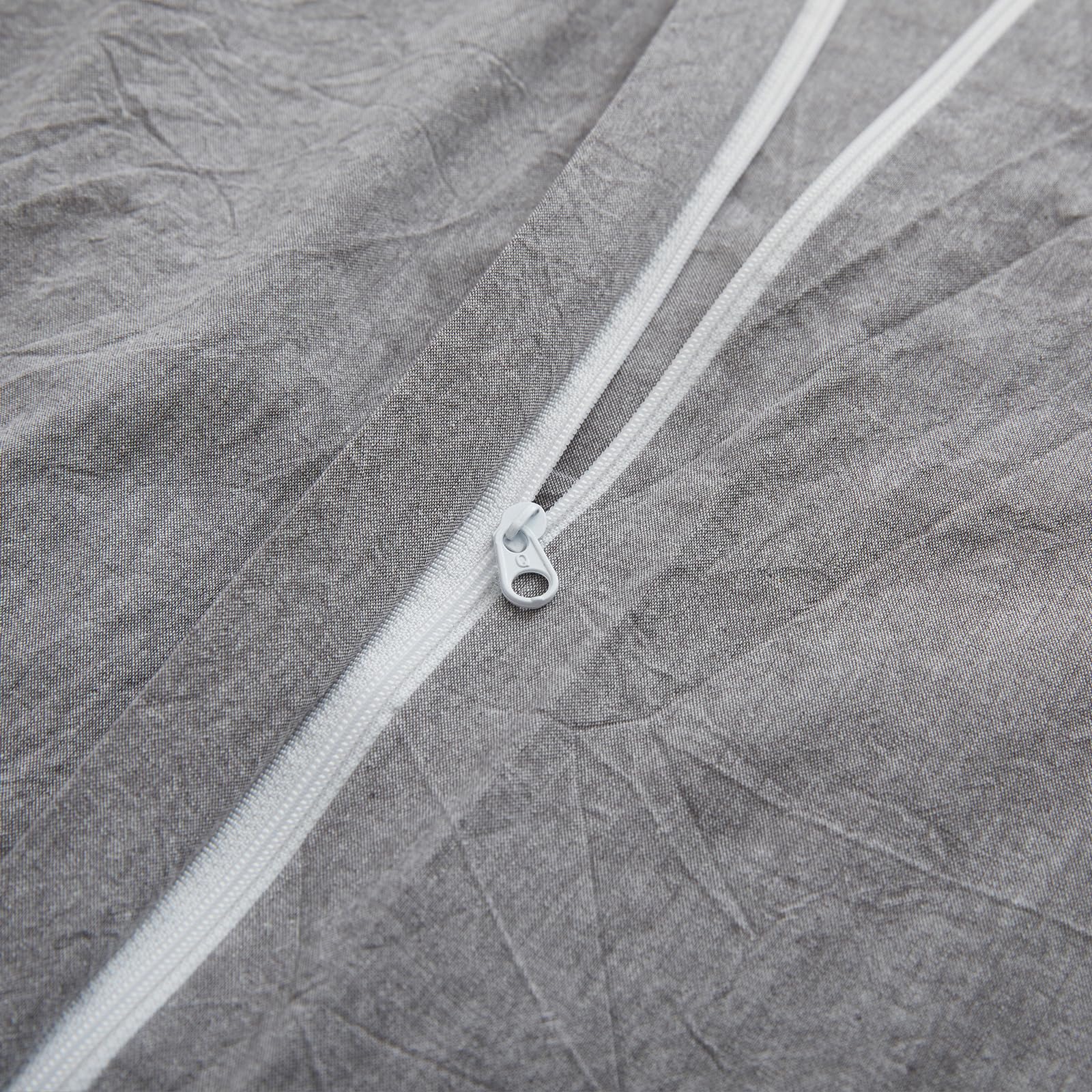 Lovque Light Grey Cotton Duvet Cover Twin Size, Linen Like Natural Bedding Set With Zipper Closure (No Comforter), 68X90 Inches