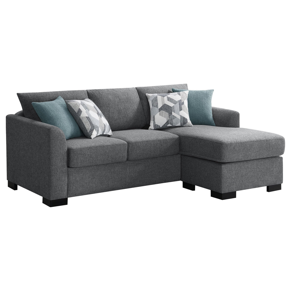 Coaster Home Furnishings Storey Upholstered Sleeper Sectional Chaise Sofa Grey