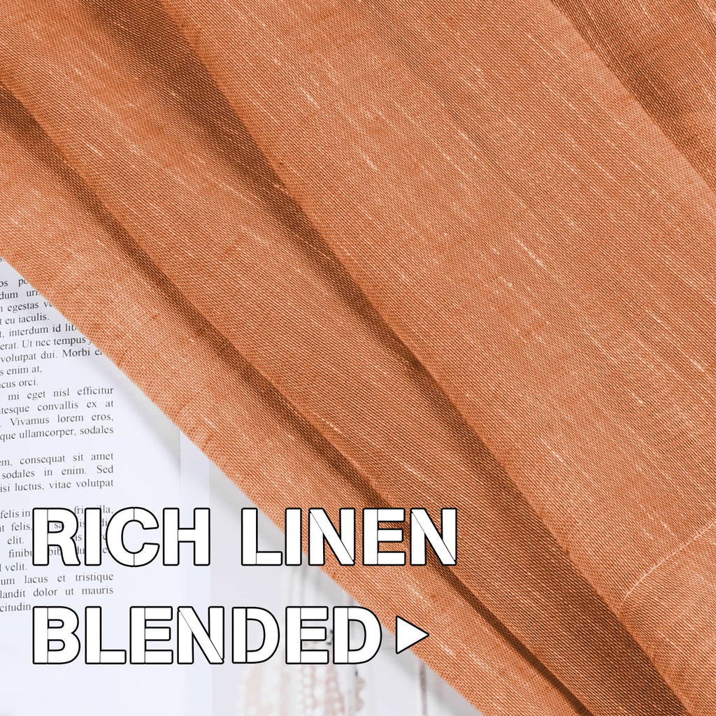 H.Versailtex Linen Curtains Natural Linen Blended Curtain Panels For Living Room/Light Reducing Linen Semi Sheer Curtains 2 Pane