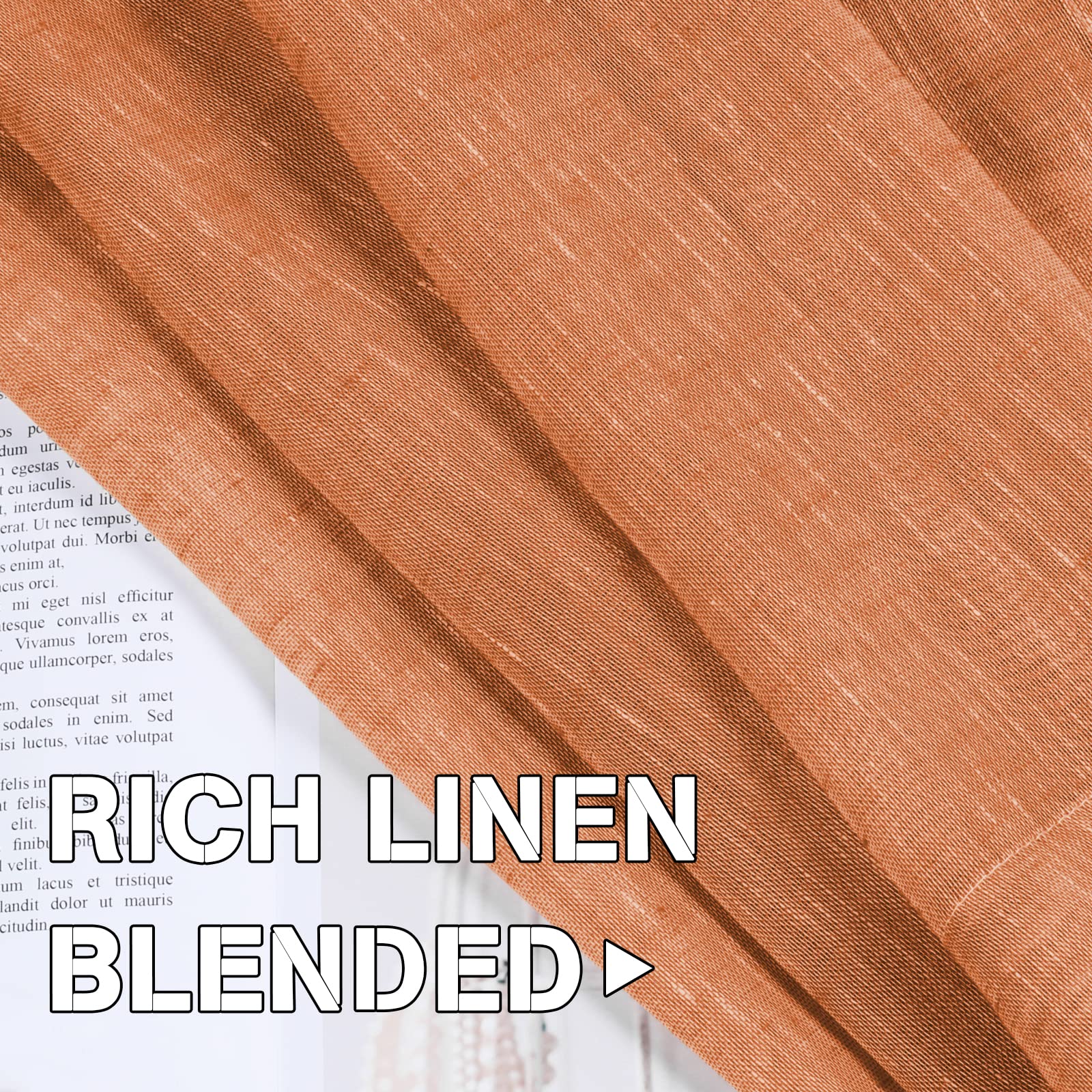 H.Versailtex Linen Curtains Natural Linen Blended Curtain Panels For Living Room/Light Reducing Linen Semi Sheer Curtains 2 Pane