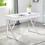Best Master Furniture Ba233 Modern Computer Desk, Silver Finish