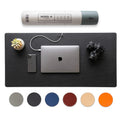 Nordik Leather Desk Mat Cable Organizer - Pebble Black 35 X 17 Inch - Premium Mouse Mat - Felt Vegan Leather Desk Pad Protector