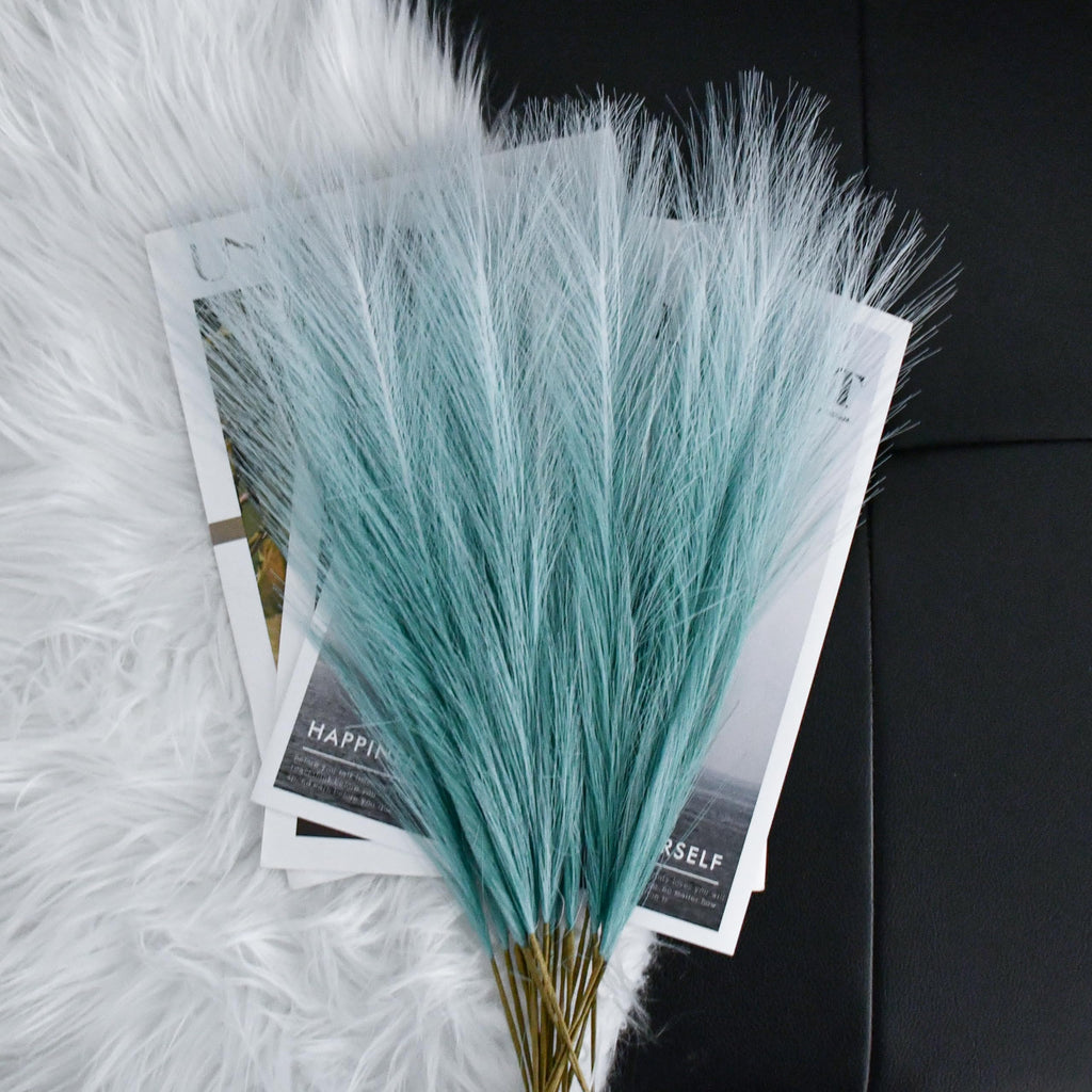 Mandy'S 20Pcs Teal Silk Pampas Grass Artificial Fake Flowers 18'' For Mother'S Day Easter Home Kitchen Wedding Decorations Weddi