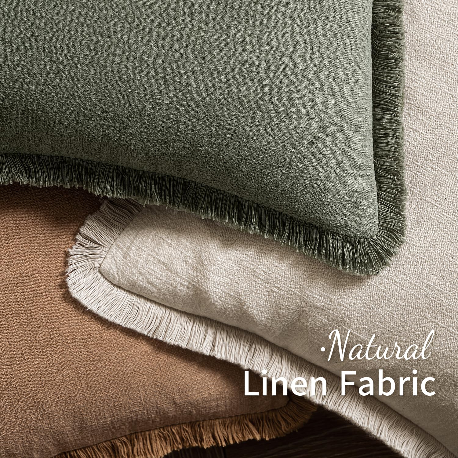 Miulee Decorative Throw Pillow Covers Neutral Linen Fringe Throw Pillows Euro Shams Set Of 2 Brown Boho Farmhouse Cushion Covers For Couch Sofa Bed Living Room Spring Home Decor 22X22 Inch