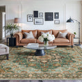 TOPRUUG Washable Oriental Area Rug - Green 10x10 Area Rugs for Living Room Bedroom Dining Room Under Kitchen Table - Non-Slip & 