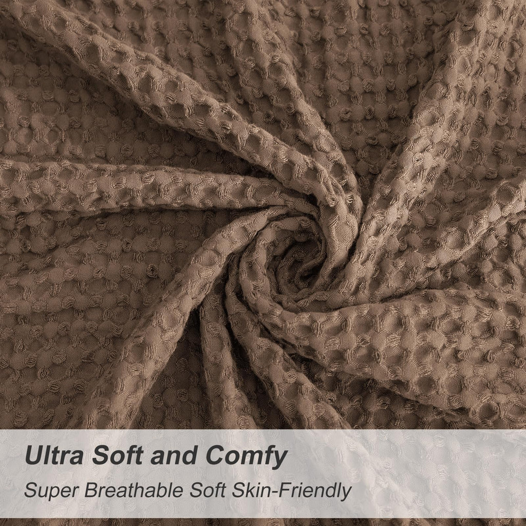 Phf Ultra Soft Waffle Weave Euro Shams Pillow Covers 26' X 26' 2 Pack, No Filling, Breathable Skin-Friendly Euro Throw Pillow Covers For Bed Couch Sofa, Cocoa Brown