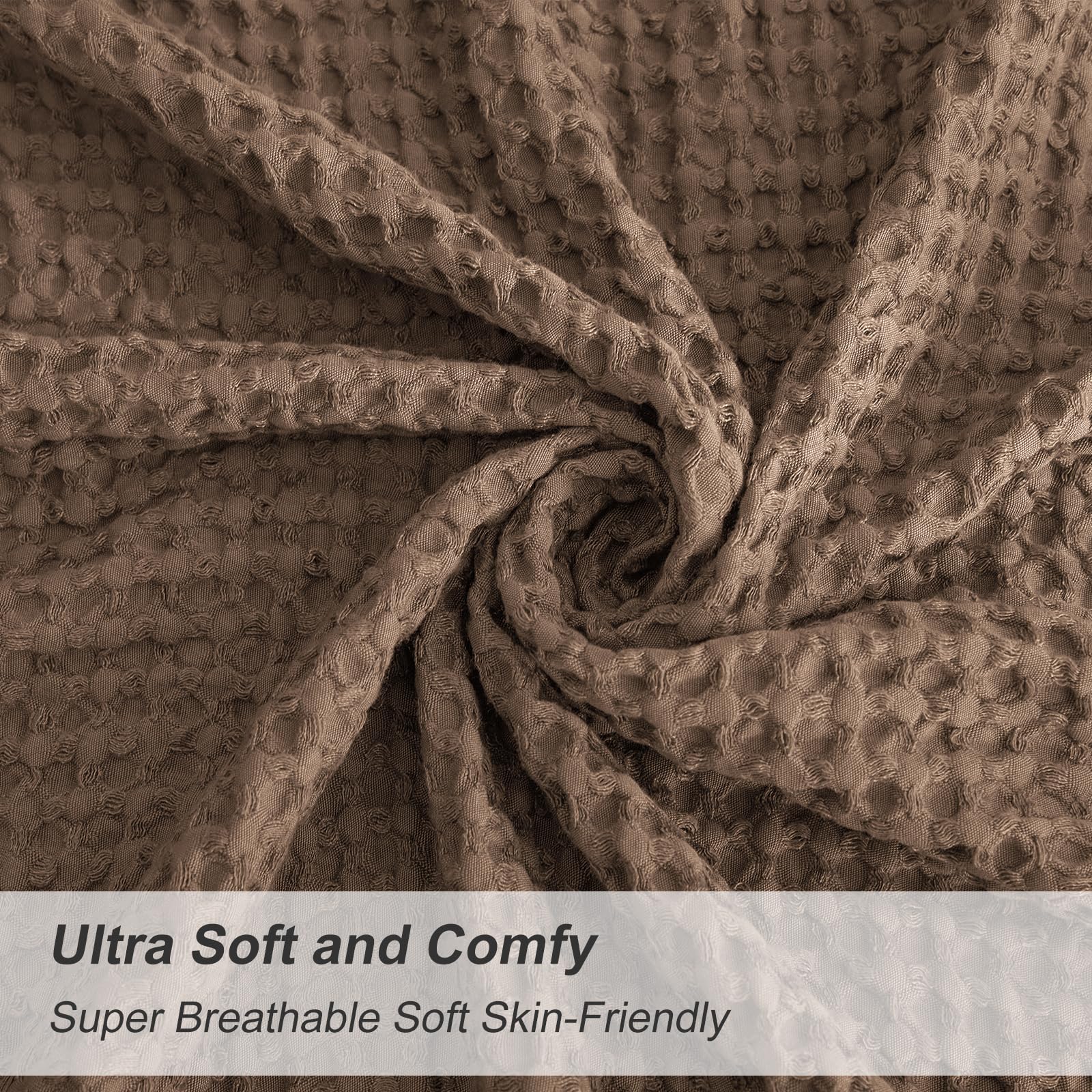 Phf Ultra Soft Waffle Weave Euro Shams Pillow Covers 26' X 26' 2 Pack, No Filling, Breathable Skin-Friendly Euro Throw Pillow Covers For Bed Couch Sofa, Cocoa Brown