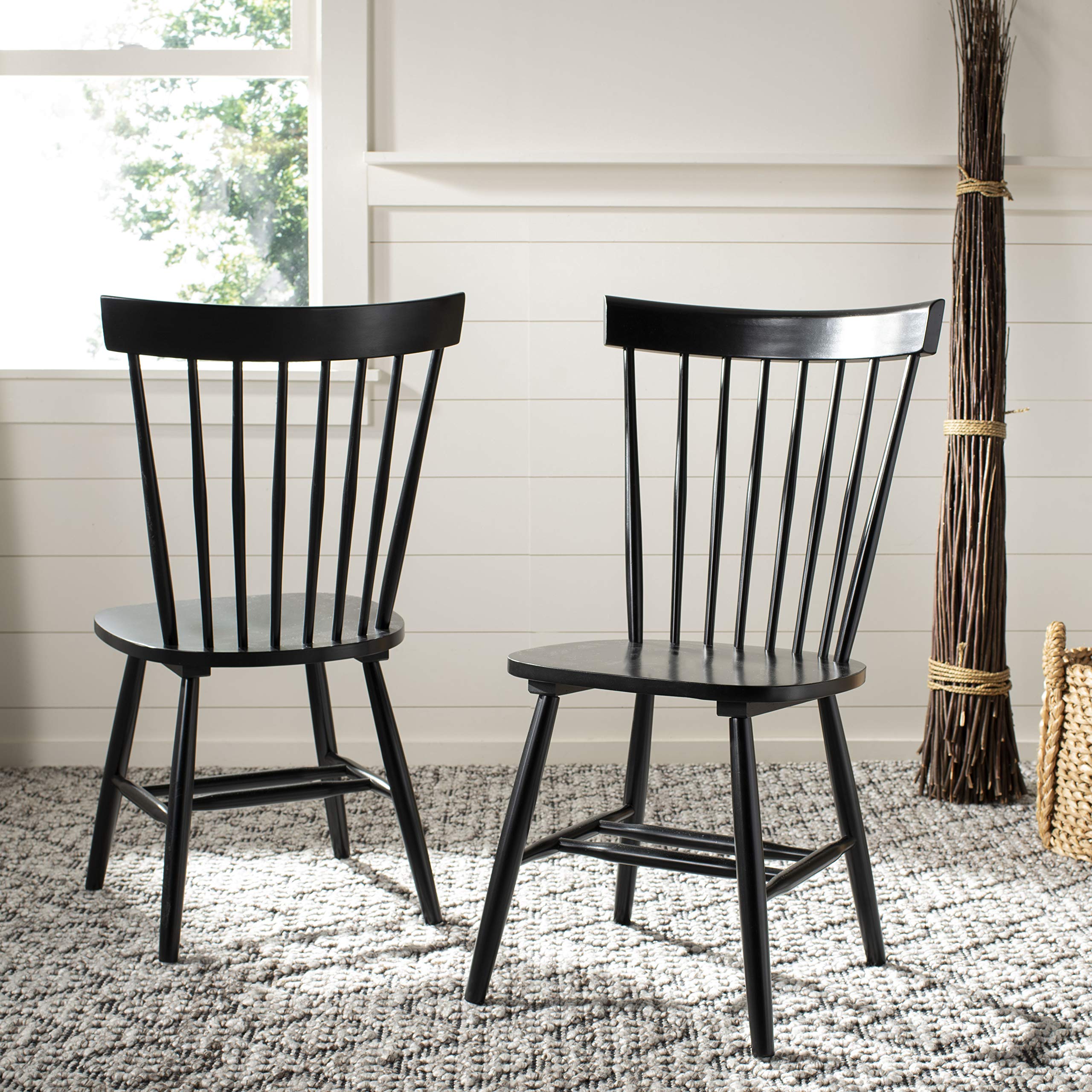 Safavieh Parker Spindle Windsor Set Of 2 Dining Chair, 17, Black
