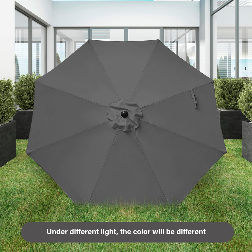 Simple Deluxe 9Ft Outdoor Patio Umbrella Table Market Umbrella With Push Button Tilt And Crank, 8 Sturdy Ribs, Uv Protection Waterproof For Garden, Lawn, Deck, Backyard, Pool, Grey