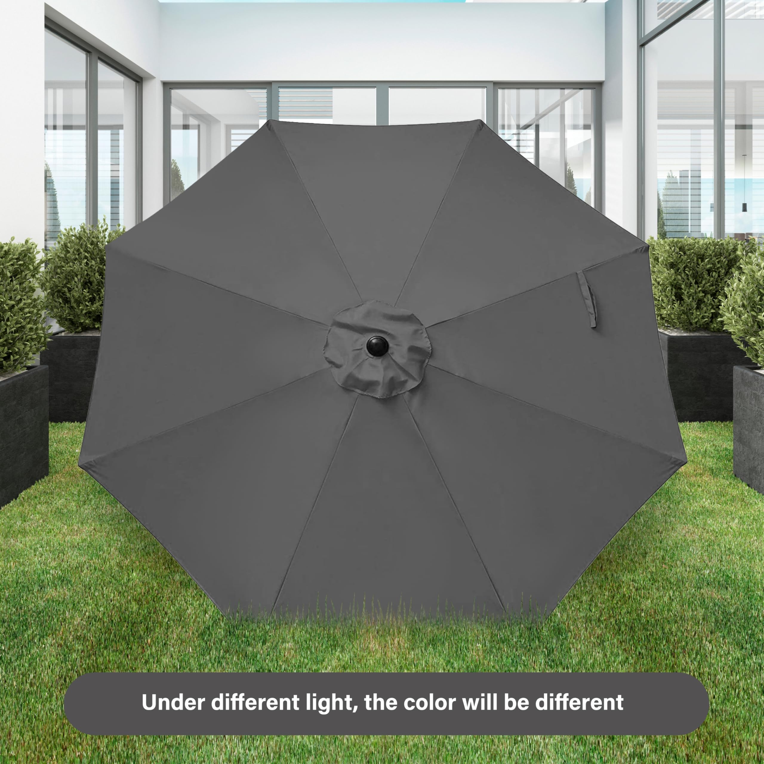 Simple Deluxe 9Ft Outdoor Patio Umbrella Table Market Umbrella With Push Button Tilt And Crank, 8 Sturdy Ribs, Uv Protection Waterproof For Garden, Lawn, Deck, Backyard, Pool, Grey