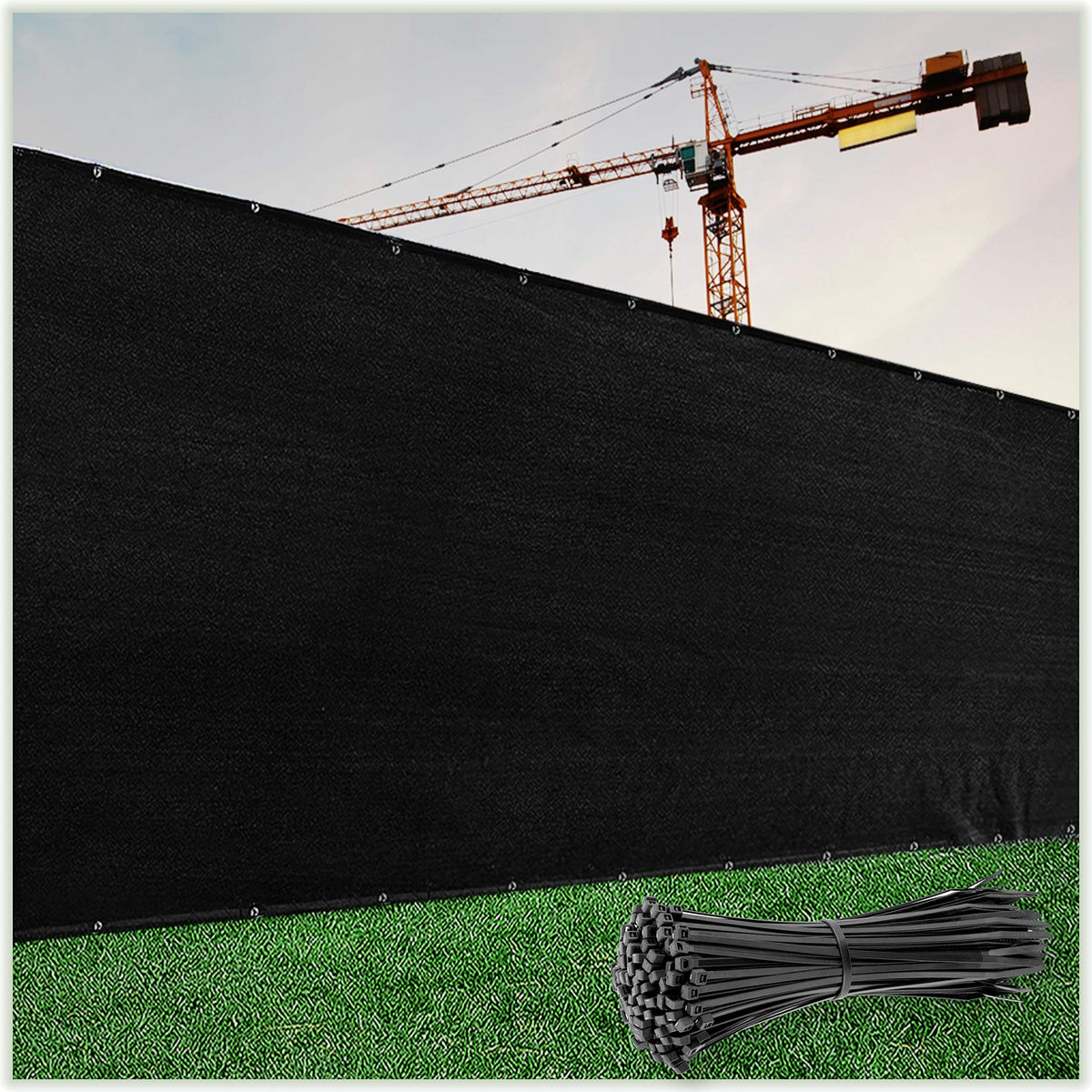 Colourtree Customized Size Fence Screen Privacy Screen Black 6 X 177 - Commercial Grade 170 Gsm - Heavy Duty - 3 Years Warranty