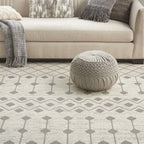 Nourison Grafix Moroccan Ivory/Grey 8'6' X 12' Area Rug, Easy Cleaning, Non Shedding, Bed Room, Living Room, Dining Room, Kitch