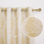 Mrs.Naturall Gold Yellow Semi Sheer Curtains 108 Inches Long For Living Room 2 Panel Set Damask Pattern Jacquard Luxury Drapes F