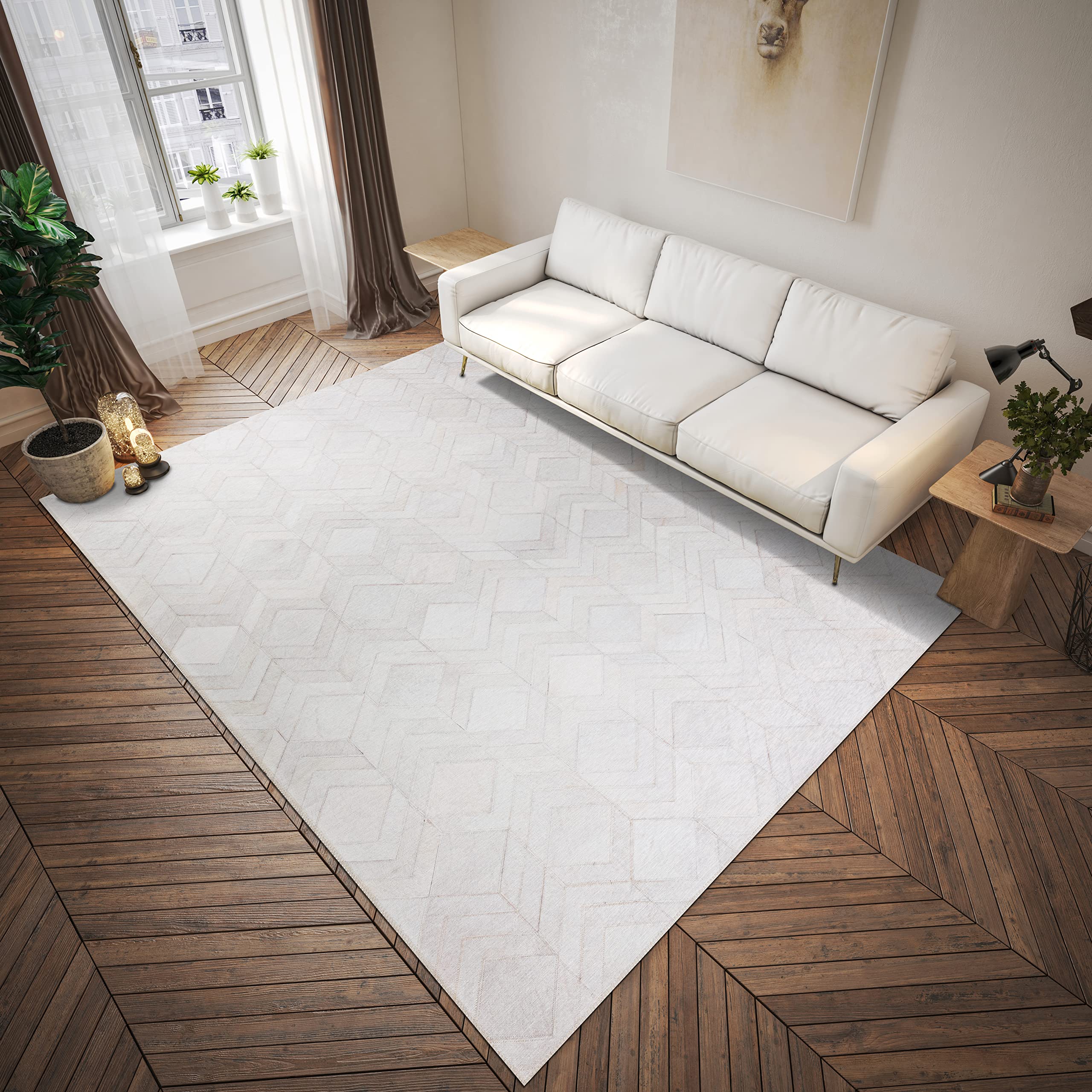 Addison Rugs Laredo Alr35 Ivory Washable 8' X 10' Indoor Outdoor Area Rug, Easy Clean, Machine Washable, Non Shedding, Bedroom, Entry, Living Room, Dining Room, Kitchen, Patio Rug
