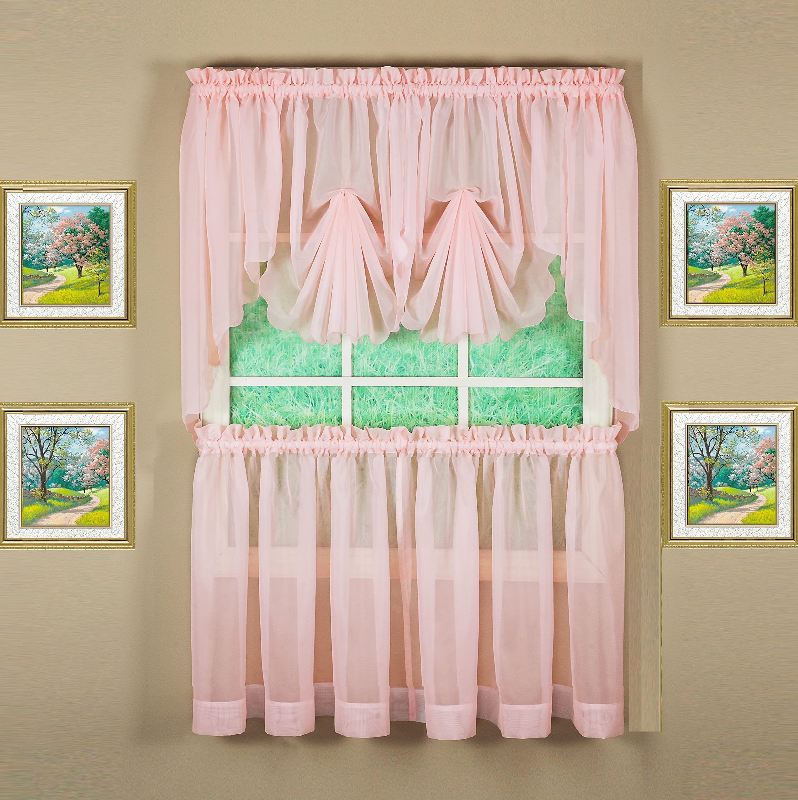 Today'S Curtain Emelia Original Voile Tier Pair 24', Rose, 60' W X 24' L