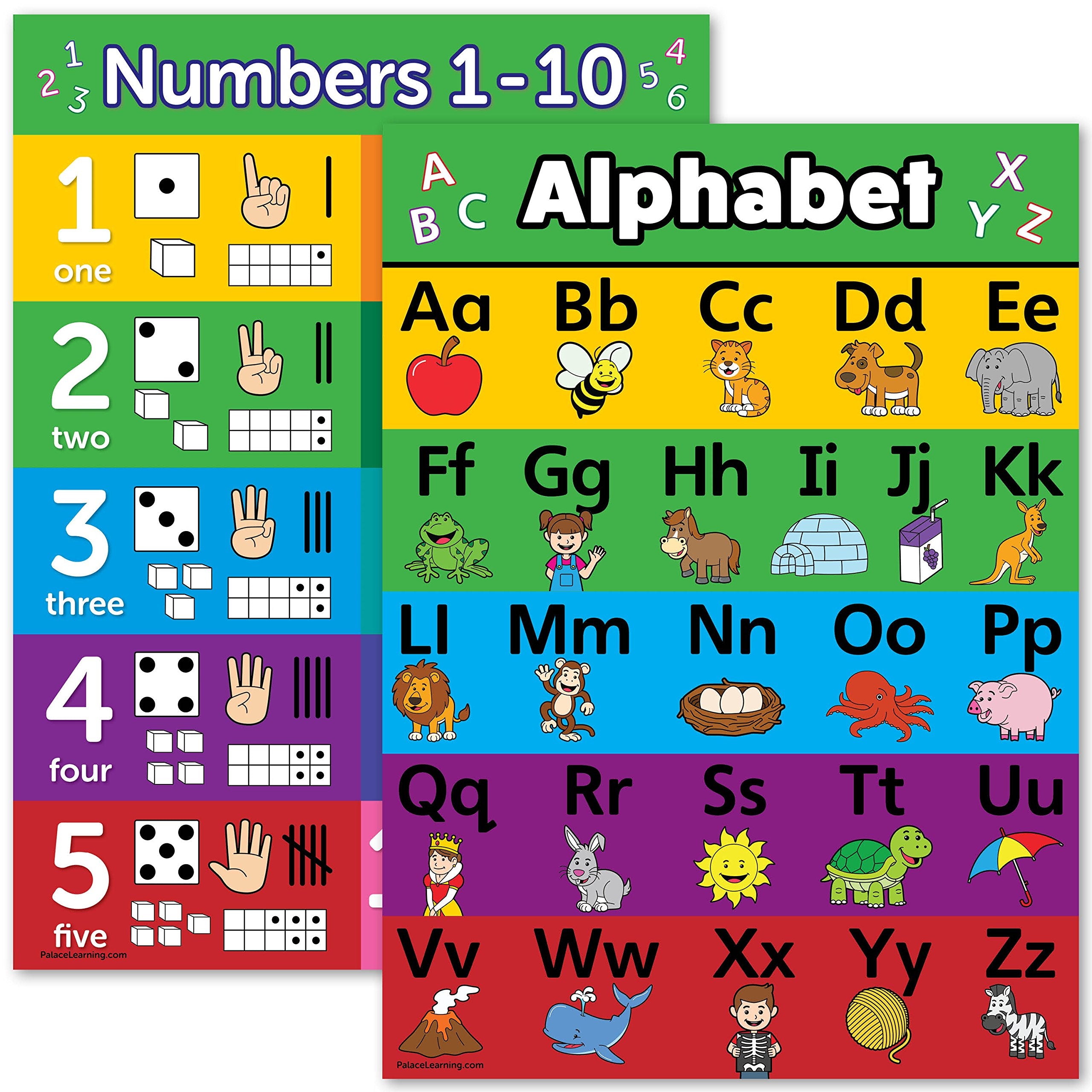 Palace Curriculum Abc Alphabet & Numbers 1-10 Visual Learning Poster Chart Set - Laminated (18 X 24, Laminated)