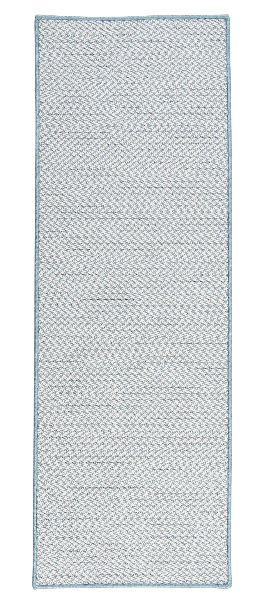 Outdoor Houndstooth Tweed Braided Rug, 2X6, Sea Blue