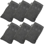 Made Easy Kit Bath Mitts - Pack of 6 - (6'' x 9'') European Style Washcloth with Loop (Charcoal, 6 x 9 inches)