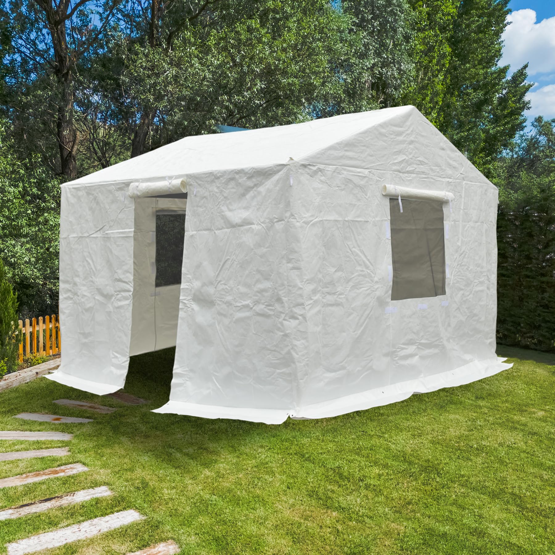 Domi 12' X 20' Universal Winter Gazebo Cover For Hardtop Gazebo Gable Roof, Outdoor Waterproof Enclosed Cover With Sidewalls And