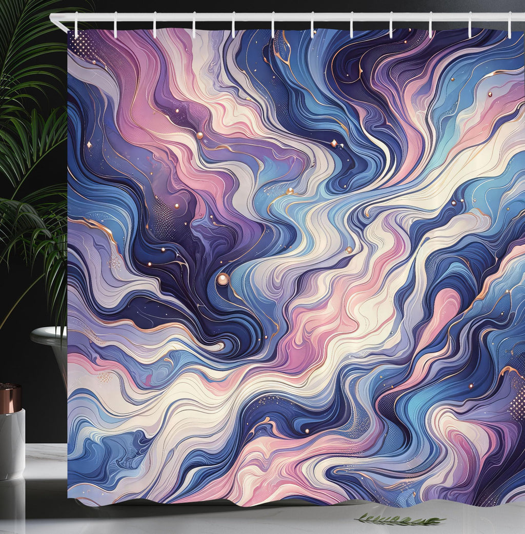 Ambesonne Purple Shower Curtain, Oil Paint Like Marble Print Warm Deep Tones Mystery of The Universe, Cloth Fabric Bathroom Deco