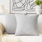 Home Brilliant 2 Pack Burlap Linen Cushion Covers Throw Pillowcases For Sofa, 22 X 22 Inches, Light Grey