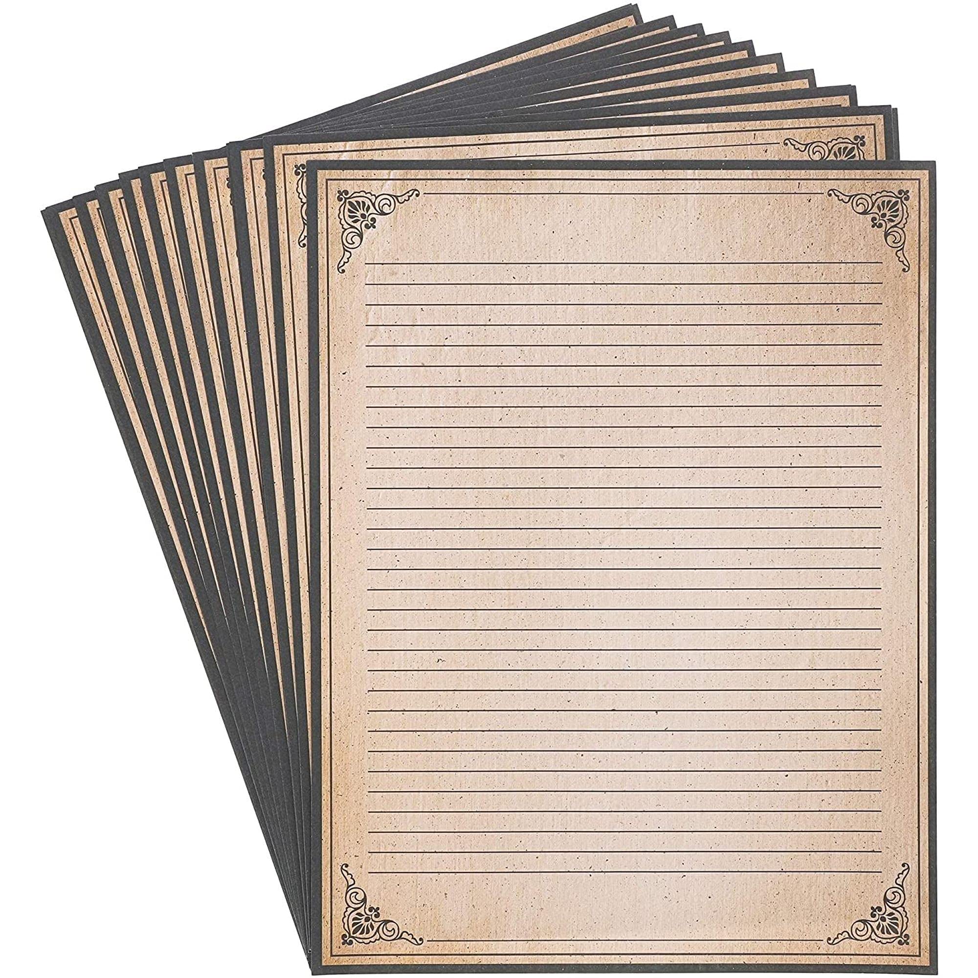 96 Sheets Vintage Style Lined Stationery Paper For Writing Letters, Scrapbooking (8.5 X 11 In)