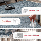Nuloom Brooke Shag Tasseled Area Rug - 3X5 Accent Shag Rug Casual Blue/Ivory Rugs For Living Room Bedroom Dining Room Nursery En
