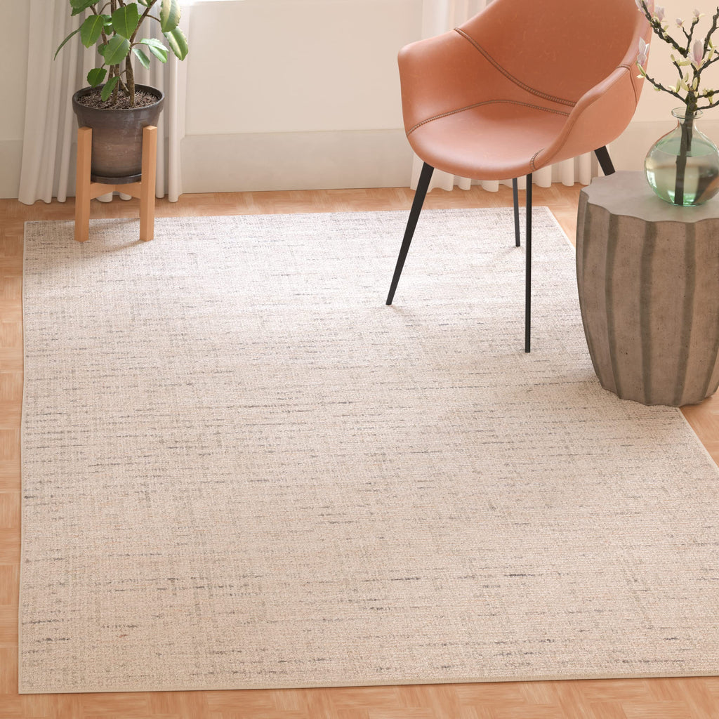 SAFAVIEH Abstract Collection Accent Rug - 4' x 6', Ivory & Light Grey, Handmade Wool, Ideal for High Traffic Areas in Entryway, 