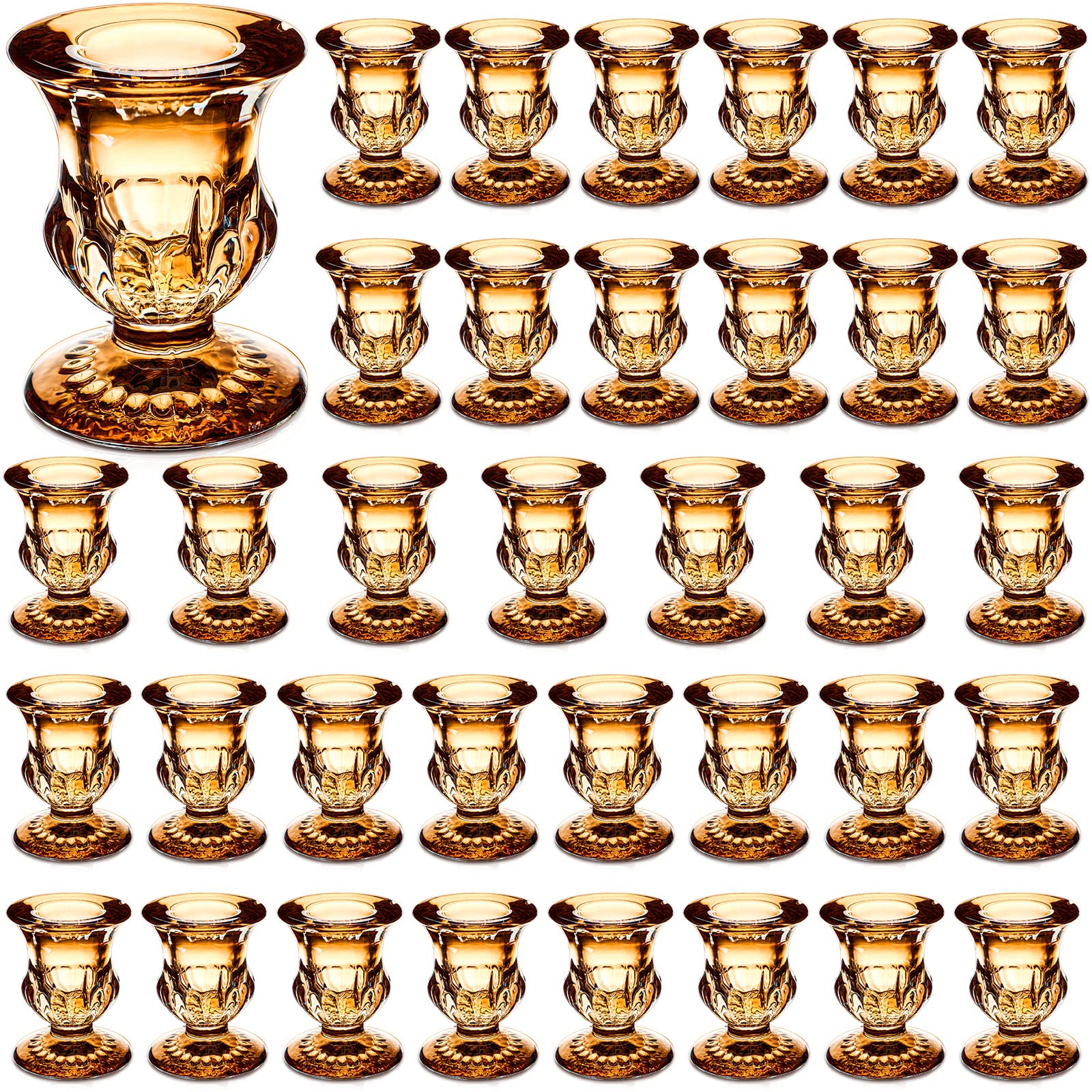 Foaincore 36 Pcs Taper Candle Holders Bulk 2.5 Inch Candlestick Holder Candle Holder Small Candlestick Holder Thicker Glass Cand