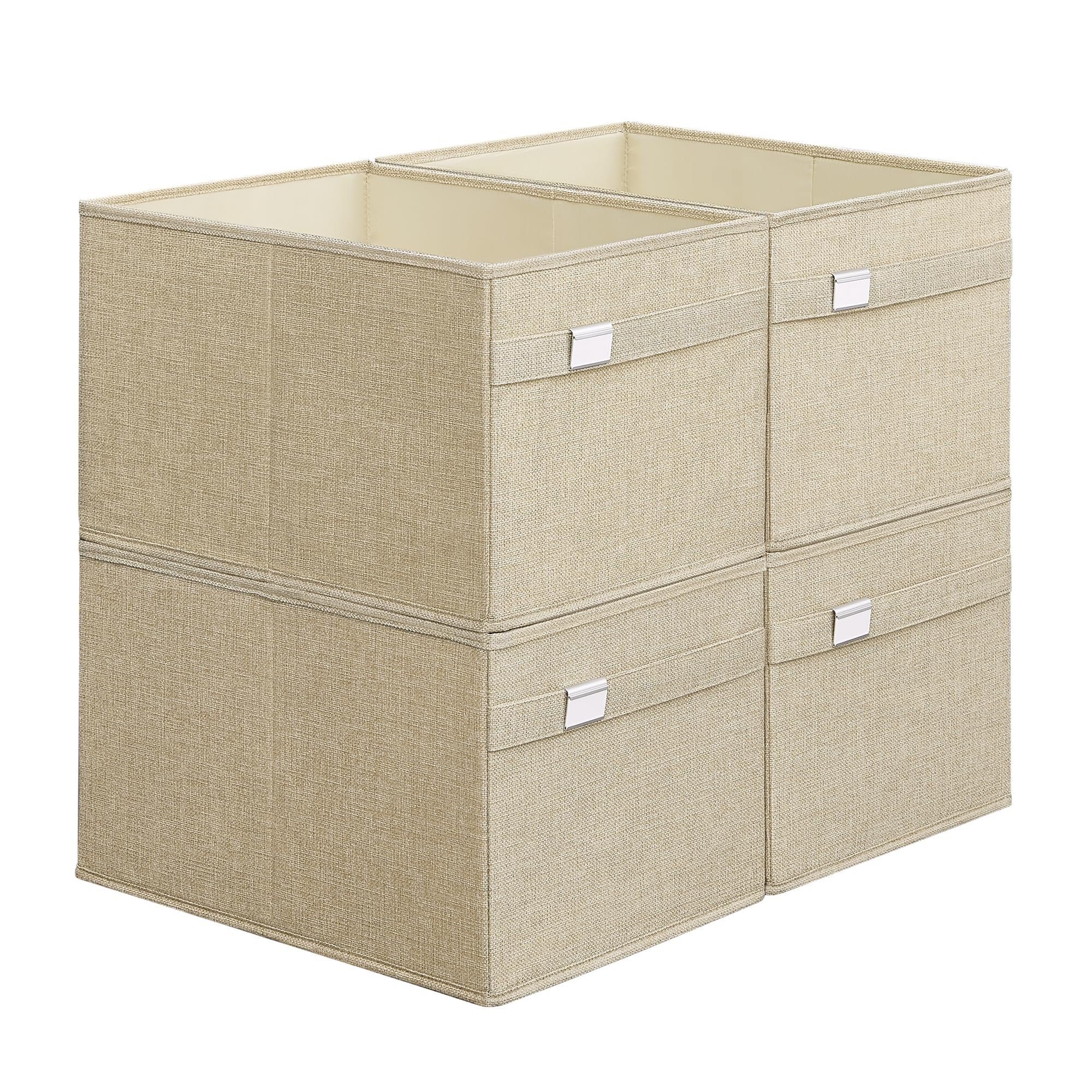 SONGMICS Storage Baskets, Set of 4 Extra Large Storage Bins for Organizing, 30L, 15.7 x 11.8 x 9.8 Inches, Fabric Storage Cubes 