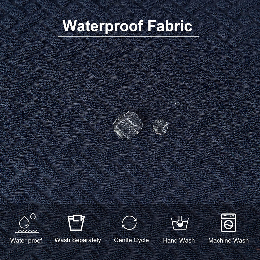 Genina Waterproof Seat Covers For Dining Room Chairs Covers Dining Chair Seat Covers Kitchen Chair Covers Slipcovers (Navy Blue, 2 Pcs)