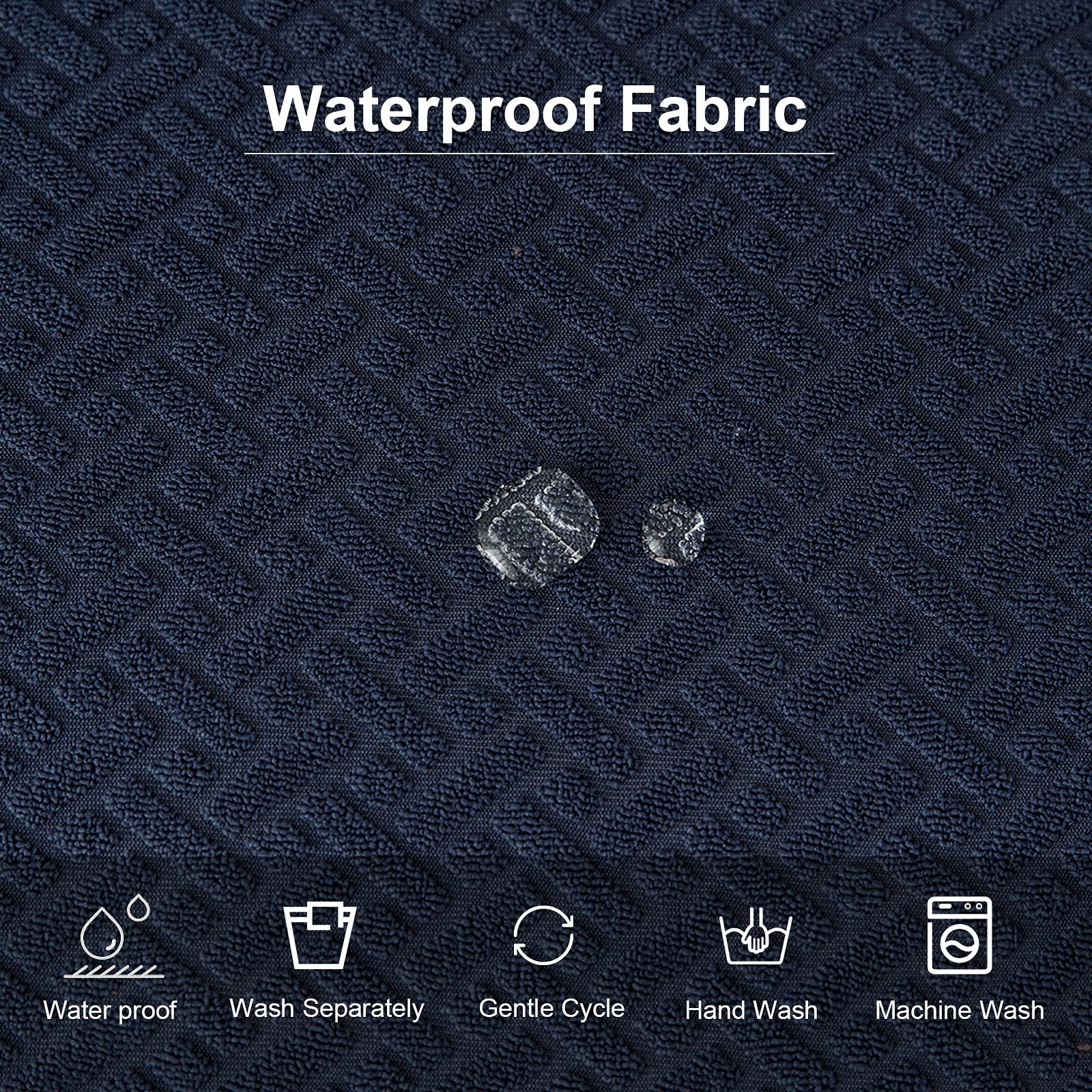 Genina Waterproof Seat Covers For Dining Room Chairs Covers Dining Chair Seat Covers Kitchen Chair Covers Slipcovers (Navy Blue, 2 Pcs)