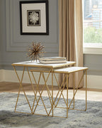 Coaster Furniture 2-Piece Set White and Gold Nesting Tables 930075