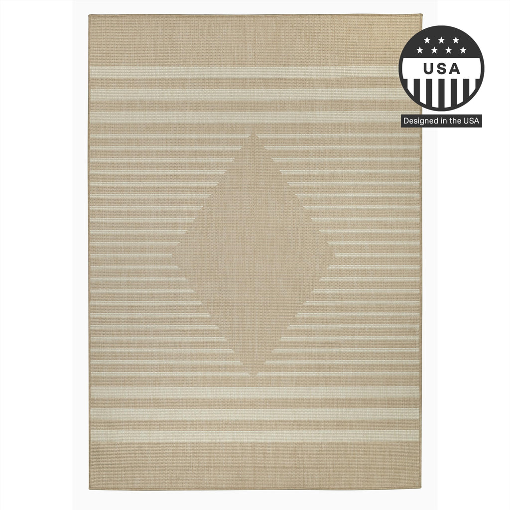Fh Home Flat Woven Outdoor Rug - Waterproof, Easy To Clean, Stain Resistant - Premium Polypropylene Yarn - Modern Geometric Kili