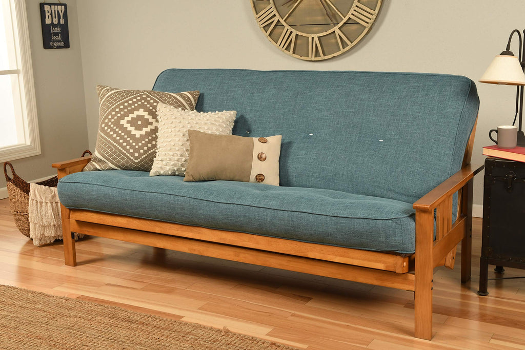 Kodiak Furniture Monterey Futon With Linen Fabric Mattress In Barbados/Aqua Blue