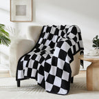 R.Share Black And White Checkered Throw Blanket 50X70 Inch Reversible, Microfiber Soft Comfy Cozy Lightweight Fluffy Fuzzy Warm