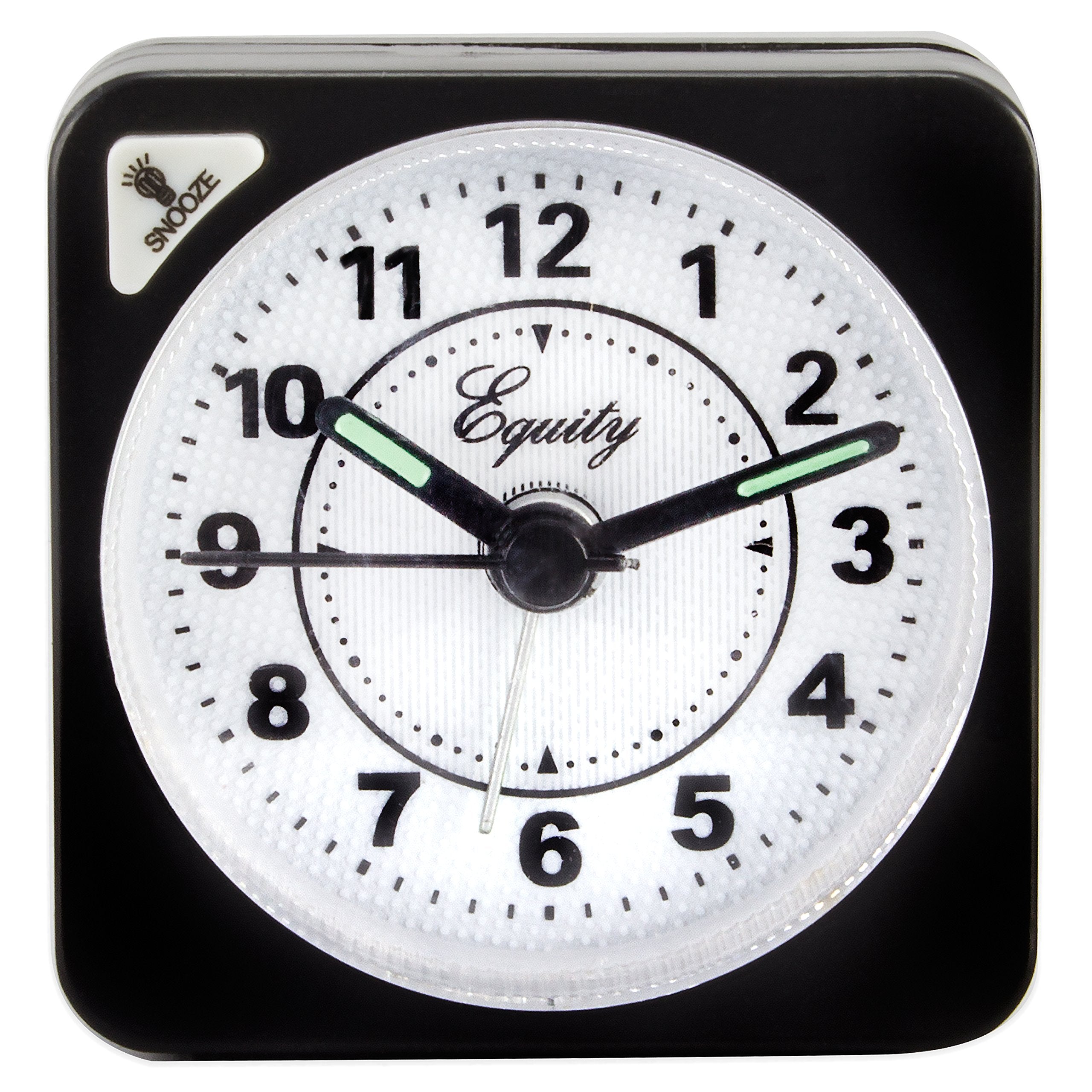 Equity by La Crosse Black Quartz Travel Alarm Clock, 1 Count (Pack of 1)