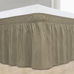 Biscaynebay Wrap Around Bed Skirts For King & Cal King Beds 15' Drop, Taupe Adjustable Elastic Dust Ruffles Easy Fit Wrinkle &