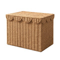 Rattanzenith Scalloped Basket with Lid, Woven Storage, Foldable, Large