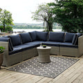 Modway Avena Moroccan Quatrefoil Trellis 8X10 Indoor And Outdoor In Gray And Beige