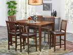 East West Furniture DUVN7H-MAH-LC 7 Piece Counter Height Dining Table Set Consist of a Rectangle Wooden Table and 6 Faux Leather Kitchen Dining Chairs, 36x60 Inch, Mahogany